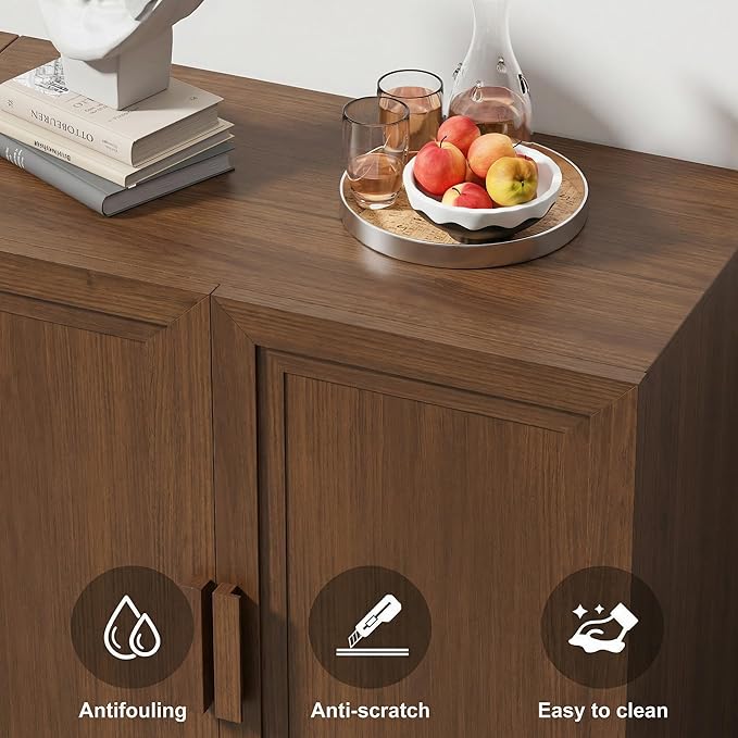 Casaphoria Adam Sideboard Buffet Cabinet with Storage, Sideboard Cabinet with Wooden Doors & Adjustable Shelves, 31" W x 31" H Coffee Bar for Entryway Kitchen Living Room, Walnut