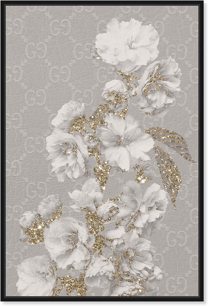 Art Remedy Floral in Classic Fashion Canvas Delicate Farmhouse Wall Art, Black Frame, 10" x 15"