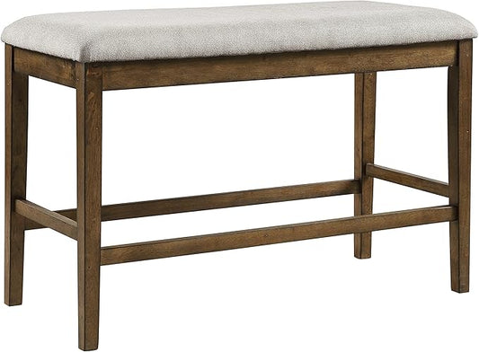 Lexicon Baronscourt Farmhouse Small Entryway Bench - 39 Inch, Upholstered Counter Height Solid Wood Frame, Padded Top, Easy Assembly, 26" Seat Height, Farmhouse End of Bed Bench for Bedroom,Light Oak
