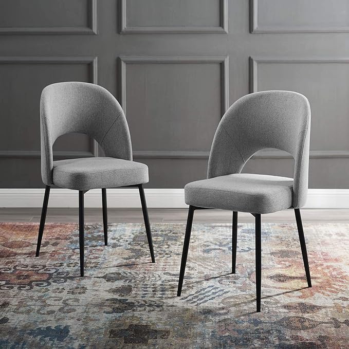Modway Rouse Upholstered Fabric Side Black Light Gray, (Pack of 2)