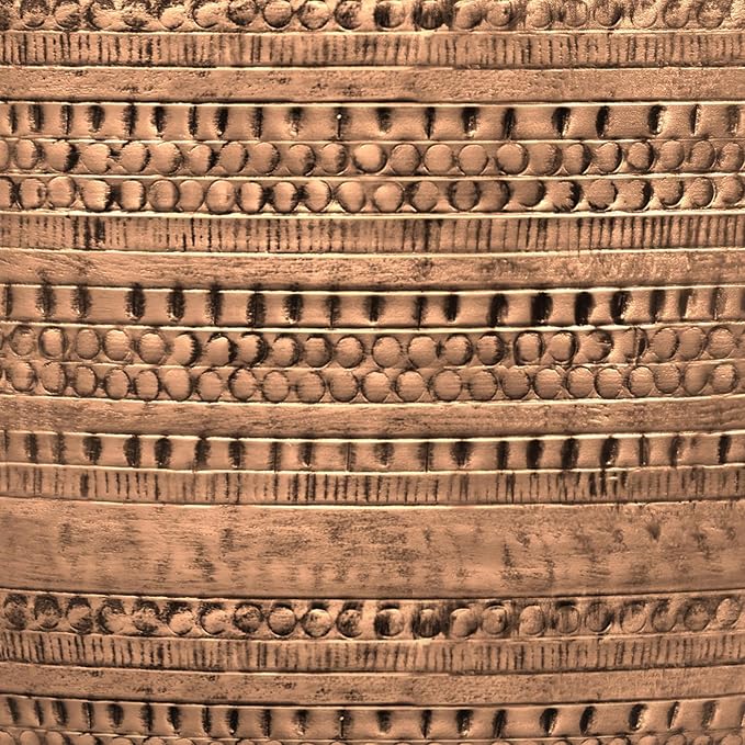 SIMPLIHOME Johnsen Metal Coffee Table - 30 inch Wide Solid Metal Round Drum Accent Table in Antique Copper, Boho Coffee Table for Living Room or Bedroom with Textured Design, Assembled