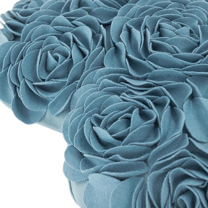 JWH Heart Flower Throw Pillow Covers Decorative Floral Shaped Accent Cushion Soft Pillowcase for Sofa Couch Living Room Bed Chair 14x16 Inches Teal Blue