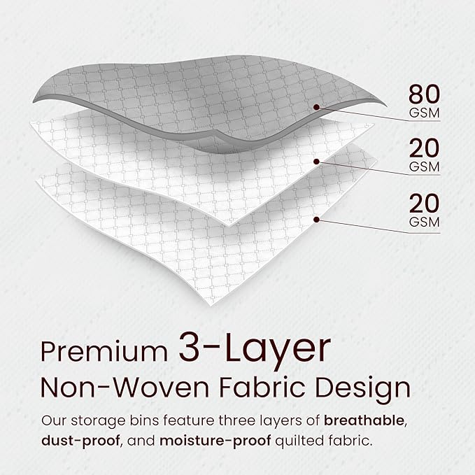 Reli. 60L Clothes Storage Bags (3 Pack) Closet Organizers and Storage Containers | Foldable Bins with Lids & Handles | Large Bags for Towels, Toys, Comforters, Blankets | Grey