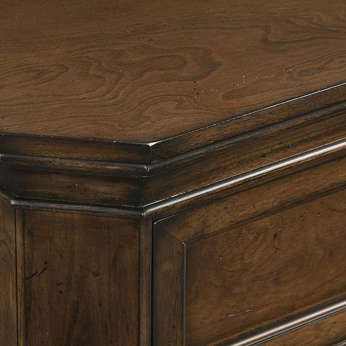 Roundhill Furniture Maderne Traditional Wood 3-Drawer Nightstand, Antique Walnut Finish
