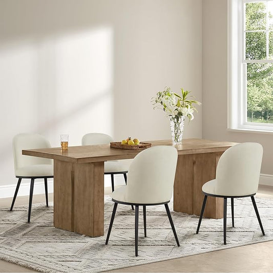 Dining Chairs Set of 4, Fabric Upholstered Dining Room Chairs with Ergonomic Backrest & Metal Legs, Modern Kitchen Side Chairs for Home, Restaurant, and Café, Coconut, 2 Boxs