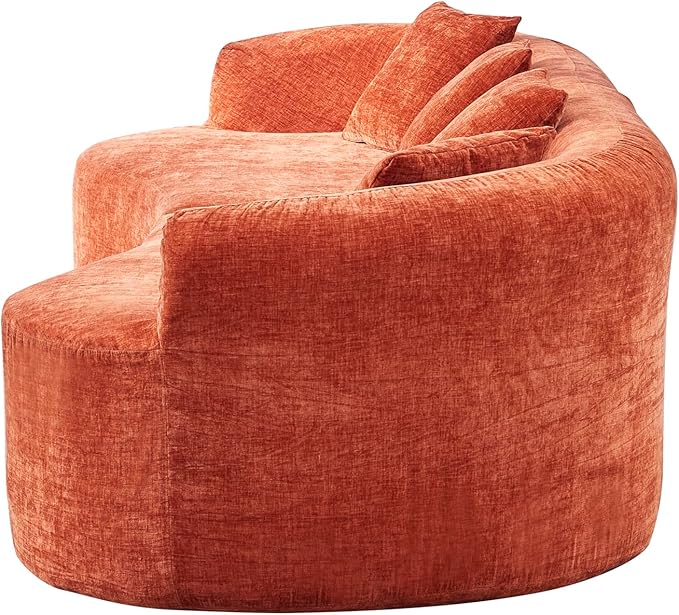 111" Curved Modular Sectional Sofa Couch, Deep Seat Boneless Cloud Couch with 4 Pillows, High Density Foam Floor Lounge Sofa for Living Room, Apartment,Premium Chenille Fabric | Breathable material, Softness