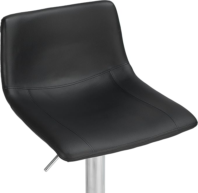Finnhomy Bar Stools Modern PU Leather, Bar Stools Set of 2 Counter Height, Swivel Barstools with Footrest and L Shape Back, Height Adjustable Modern Bar Chairs for Kitchen, Black