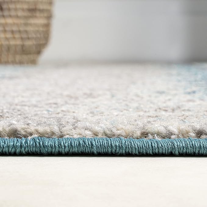JONATHAN Y Modern Abstract Vintage Cream/Turquoise Runner Rug, 2x8, Contemporary POP, Transitional, Easy-Cleaning for Living Room, Bedroom, Kitchen, Pet Friendly, Non-Shedding (CTP105C-28)