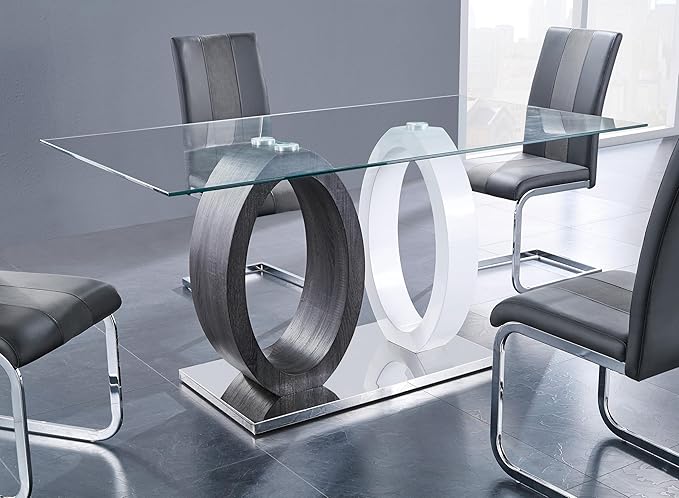 Global Furniture USA White/Grey Dual Oval Base Dining Table