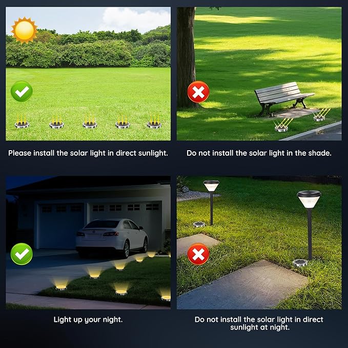 Solar Ground Lights Outdoor, 1 Pack Solar Lights Outdoor Waterproof, Mini Flat Solar-Powered Garden Light, Landscape Lighting for Garden Yard Lawn Pathway Walkway Driveway Backyard Decor, Warm White