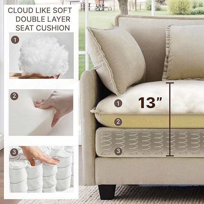 157" Oversized Modular Sectional Sofa with Storage Console,U-Shaped Cloud Couch with Movable Ottoman,Deep Seat,Thick Cushions, Multi Functional Console with USB & 2 Cup Holder,Sofa Set for Living Room | Wood Frame