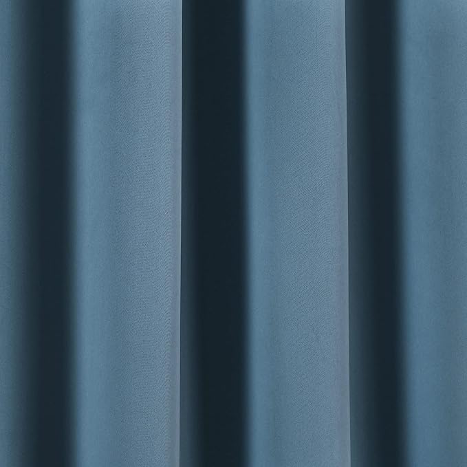 Lush Decor Insulated Grommet Blackout Window Curtain Panels, Pair, 52" W x 84" L, Dusty Blue - Classic Modern Design - Chic Window Decor - Long Curtains For Living Room, Bedroom, Or Dining Room