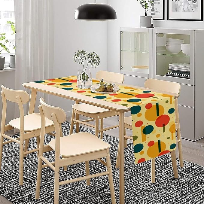 Mid Century Boho Table Runner Modern Colorful Geometric Rustic Farmhouse Dining Table Ruuner Decoration for Kitchen Dining Room 13x120in