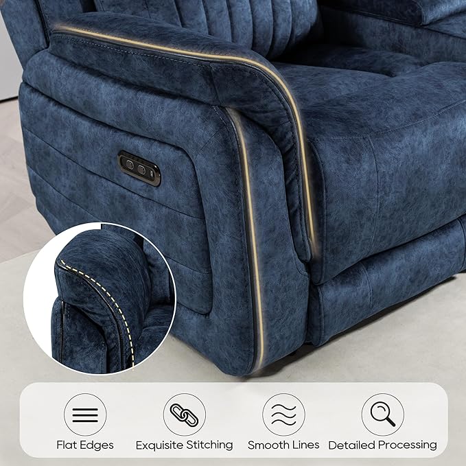 Power Zero Gravity Reclining Loveseat with Adjustable Headrest, Double Reclining Loveseat with Console, Power Loveseat Recliner with USB & Type-C Ports for Living Room (Blue)
