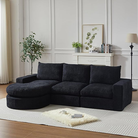 Boneless Sectional Sofa Couches with Chaise Lounge, Comfy Upholstered Compressed Cloud Sectional Sofa Floor Couch for Living Room Apartment,Deep Seat Sofa & Couches | Deep Seat, Wider Armrest, Free Combination