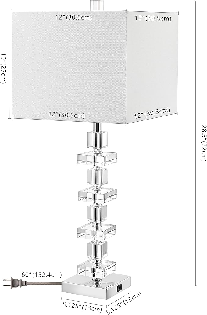 SAFAVIEH Lighting Collection Modern Deco 28-inch Bedroom Living Room Home Office Desk Nightstand Table Lamp Set of 2 (LED Bulbs Included)