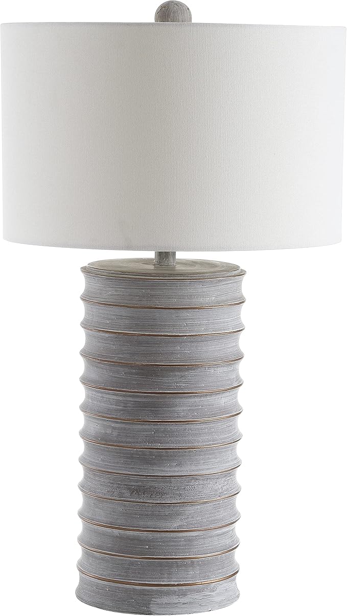 SAFAVIEH Lighting Collection Melina Rustic Wash White 29-inch Bedroom Living Room Home Office Desk Nightstand Table Lamp Set of 2 (LED Bulbs Included)
