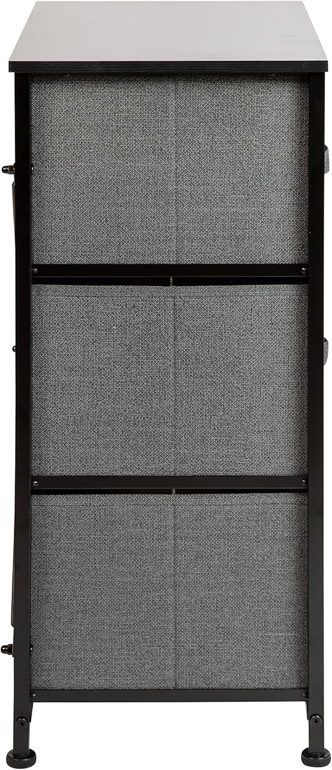 Flash Furniture Harris 3 Drawer Storage Dresser - Black Cast Iron Frame and Wood Top - 3 Easy Pull Dark Gray Fabric Drawers