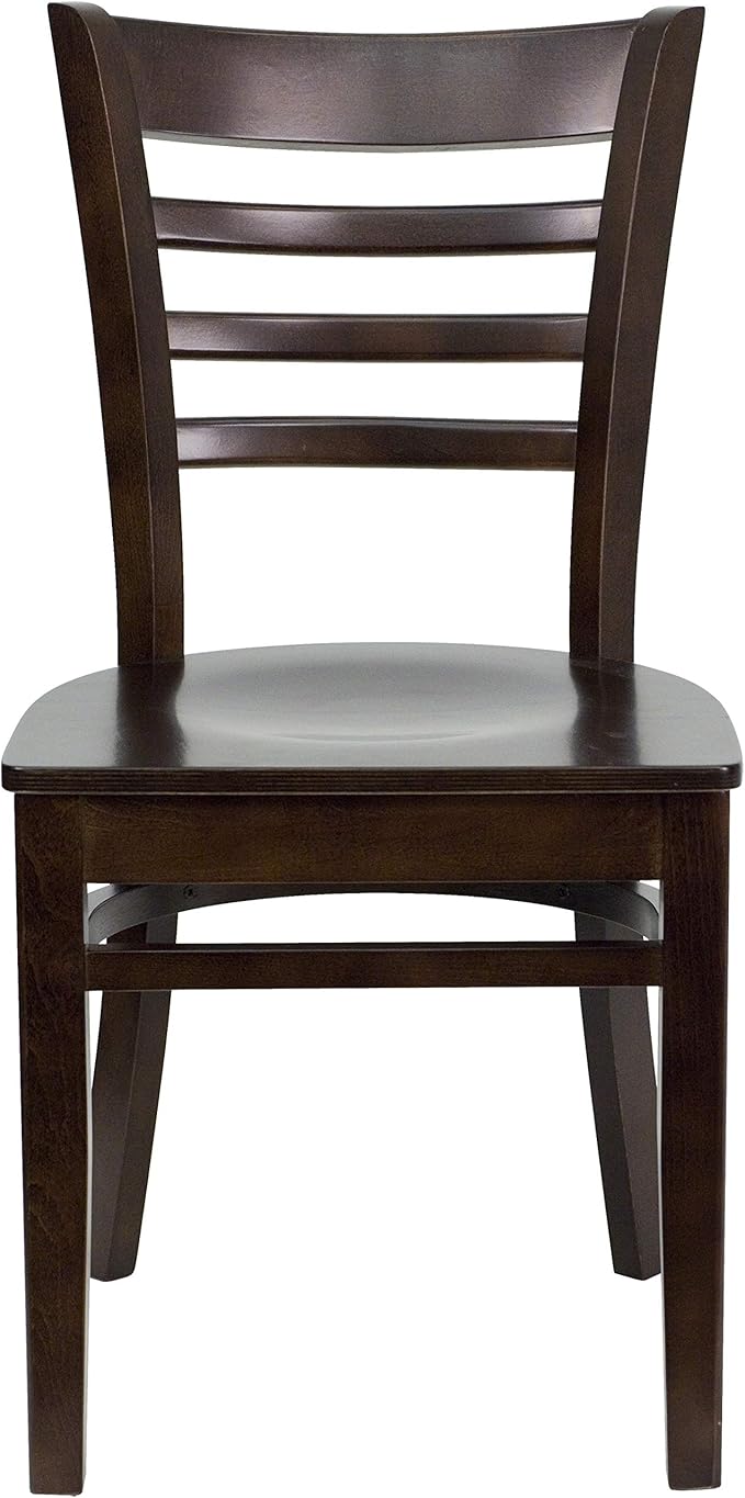 Flash Furniture 2 Pack HERCULES Series Ladder Back Walnut Wood Restaurant Chair