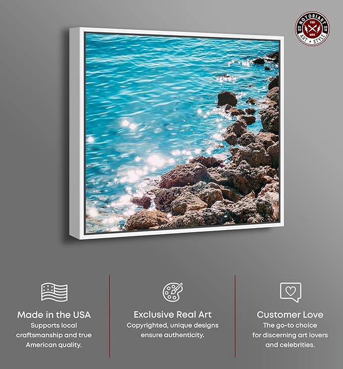 Italian Summer Landscape Photography Canvas Wall Art by Notoriart, White Floater Frame, 20"x20"