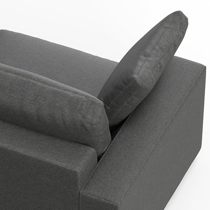 SIMPLIHOME Charlie Right-Facing Sectional Sofa in 100% Recycled Polyester Tightly Woven Performance Fabric, Pebble Grey, 122-inches Wide, Handcrafted Contemporary Style L-Shaped Couch with Chaise