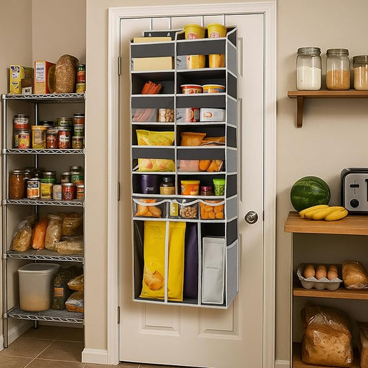 Extra Large Over The Door Organizer with Clear Pockets - 8 Compartments & XL Bottom Storage, Heavy-Duty Hanging Organizer for Bathroom, Bedroom, Closet (57 Inch Height).