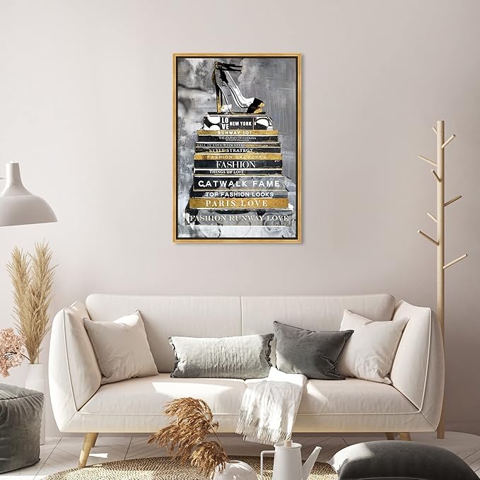 The Oliver Gal Artist Co. Fashion and Glam Wall Art Framed Canvas Prints 'Fashion Thoughts Noir Classic' Shoes