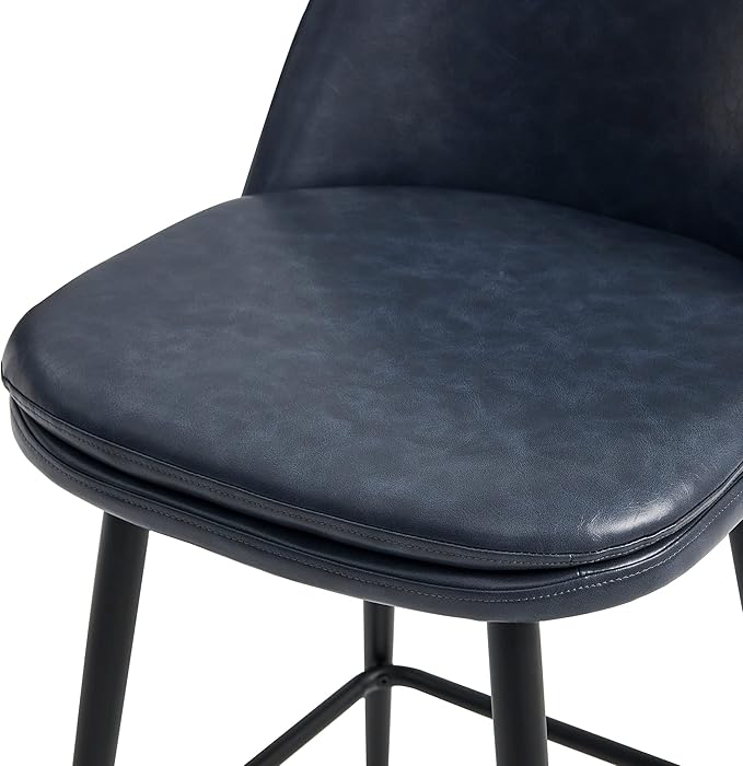 CHITA Swivel Bar Stools, 27.2" Counter Height Bar Stools Set of 2, FSC Certified Upholstered Modern Counter Stools, Metal Legs, Faux Leather, Blue