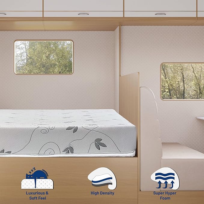Greaton, 10-Inch High-Density Cooling Gel Memory Foam RV Mattress Replacement, Medium Firm, Good for Trailers, Camper Vans, Sofa Bed and Other Furniture Application, 75" x 32", White