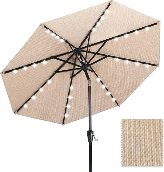 ABCCANOPY OLEFIN® 5-Year No Fading Patio Umbrella with Solar Lights (Lighe Beige)