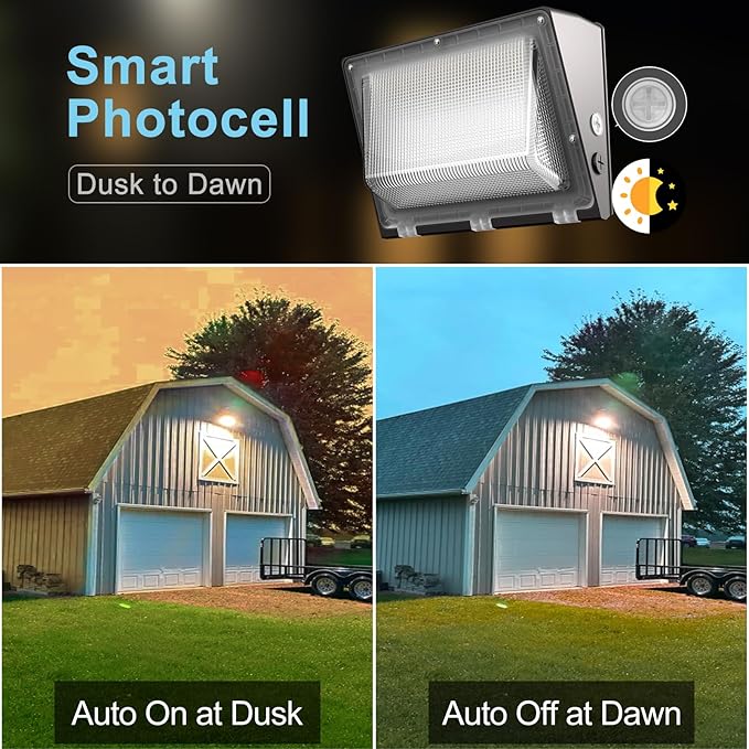 Lightdot 2Pack 250W LED Wall Pack Lights, 100-277v Dusk to Dawn with Photocell | 37500Lm(150Lm/W) 5000K IP65 Outdoor Exterior Lighting Fixture, Energy Saving|5-Yrs Warranty, ETL(Height:20-40ft)