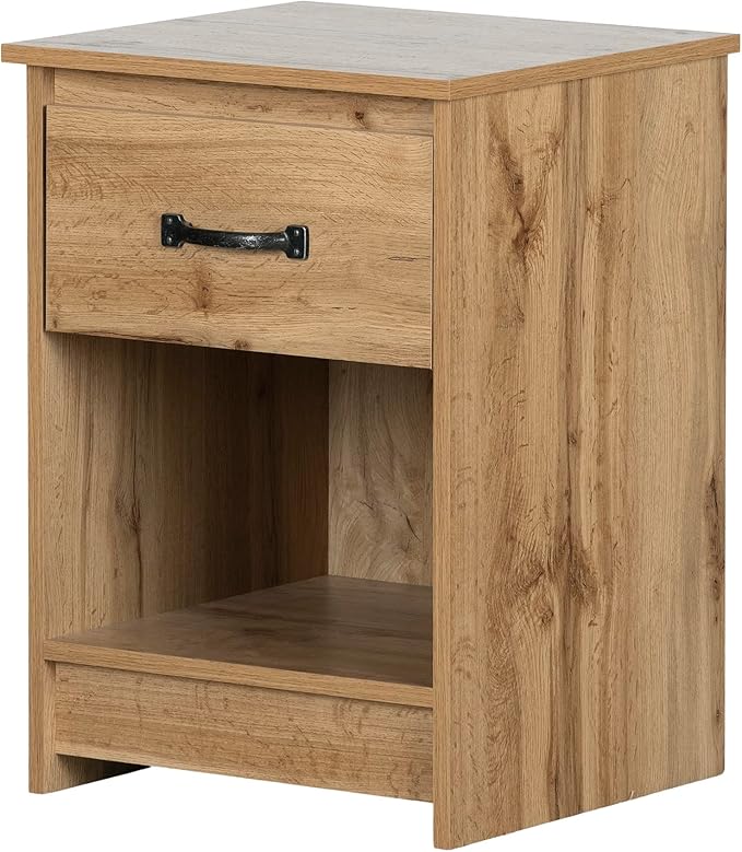 South Shore Tassio 1-Drawer Nightstand Nordik Oak, Farmhouse