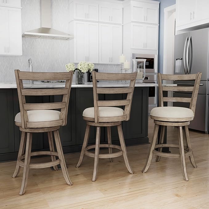 Hillsdale Laymon Modern Wood Swivel Counter Height Stool, Gray Brown