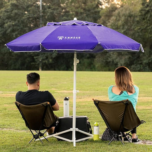AMMSUN Shade Umbrella, Premium Portable Umbrella with Stand, 6.5ft Lightweight Free Standing Canopy for Sporting Games, Adjustable Instant Sun Protection and Easy to Carry, Purple