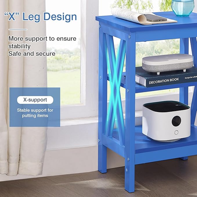 VECELO Modern Nightstands X-Design Side End Table Night Stand with Storage Shelf for Bedroom,Living Room,
