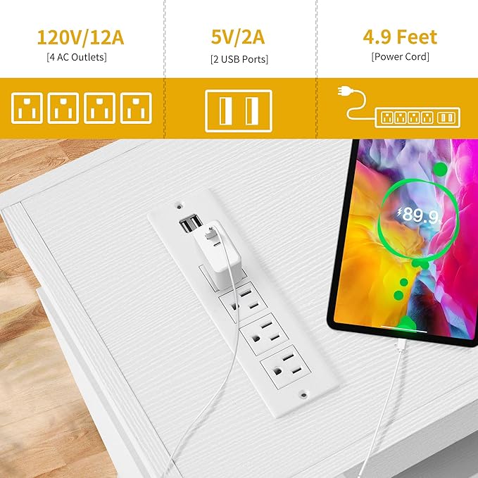DWVO White Modern TV Stand with LED Lights and Power Outlet, Modern Entertainment Center for 55/60/65 Inch, Media Console Table TV Cabinet with Storage, Universal TV Stand for Living Room,White