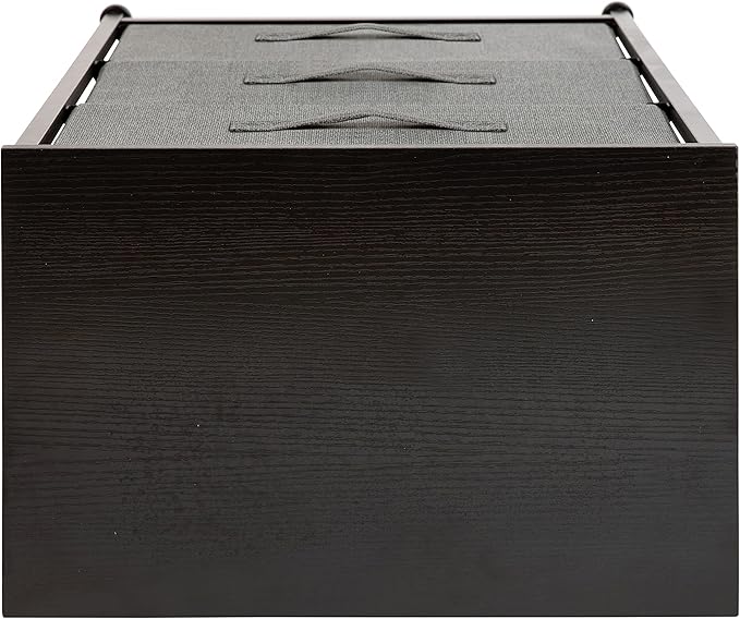 Flash Furniture Harris 3 Drawer Storage Dresser - Black Cast Iron Frame and Wood Top - 3 Easy Pull Dark Gray Fabric Drawers