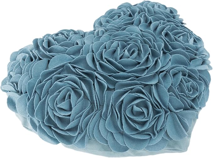 JWH Heart Flower Throw Pillow Covers Decorative Floral Shaped Accent Cushion Soft Pillowcase for Sofa Couch Living Room Bed Chair 14x16 Inches Teal Blue