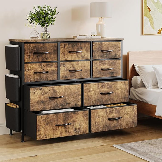 GarveeHome Dresser for Bedroom, Fabric Dressers & Chests of Drawers with Side Pockets, Chest of Drawers for Closet, Living Room, Closet, Hallway