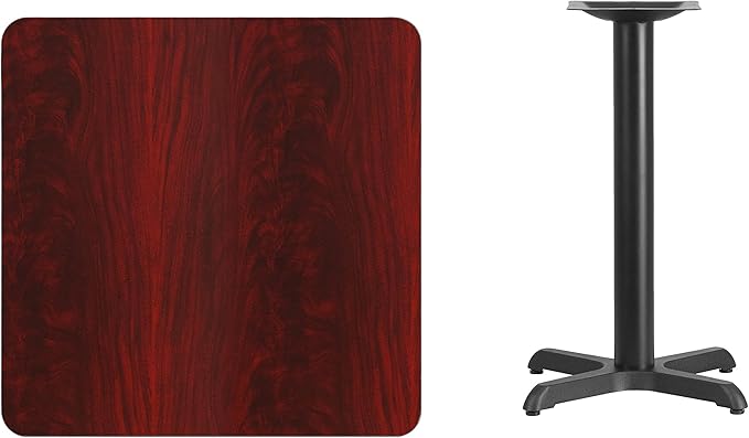 Flash Furniture 30'' Square Mahogany Laminate Table Top with 22'' x 22'' Table Height Base