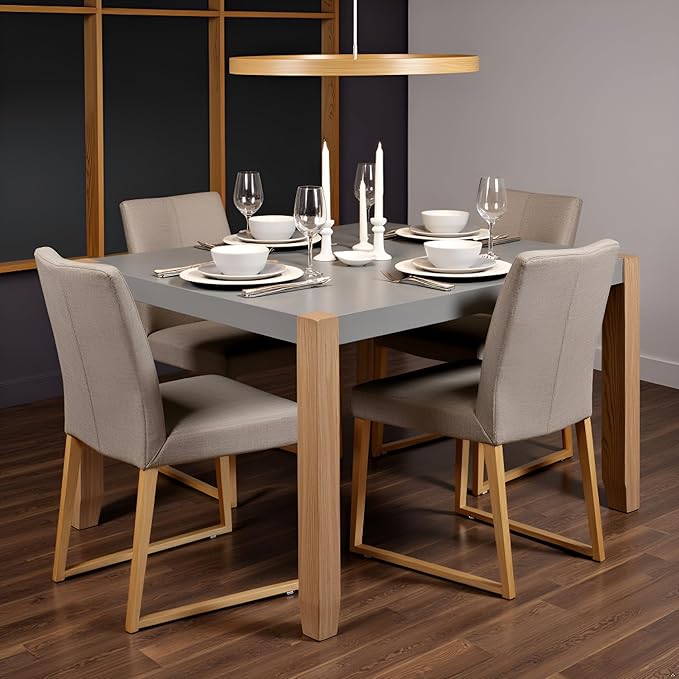 Alaterre Furniture Newport Kitchen Table Collection – 48” x 30” Dining Table for 4 with Faux Concrete Gray Top & Solid Wood Legs – Rustic Industrial Modern Farmhouse Dining Room Table