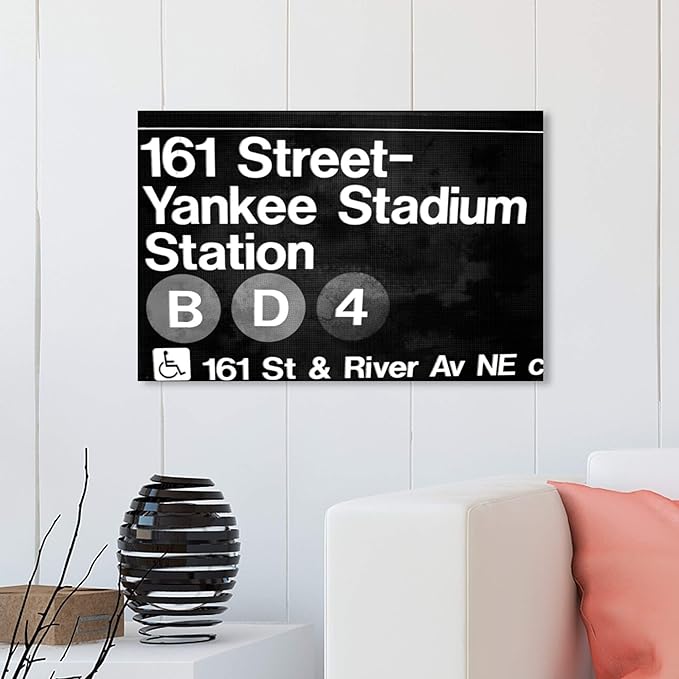 The Oliver Gal Artist Co. Cities and Skylines Wall Art Canvas Prints '16604 Yankee Stadium', Black, White, 36x24