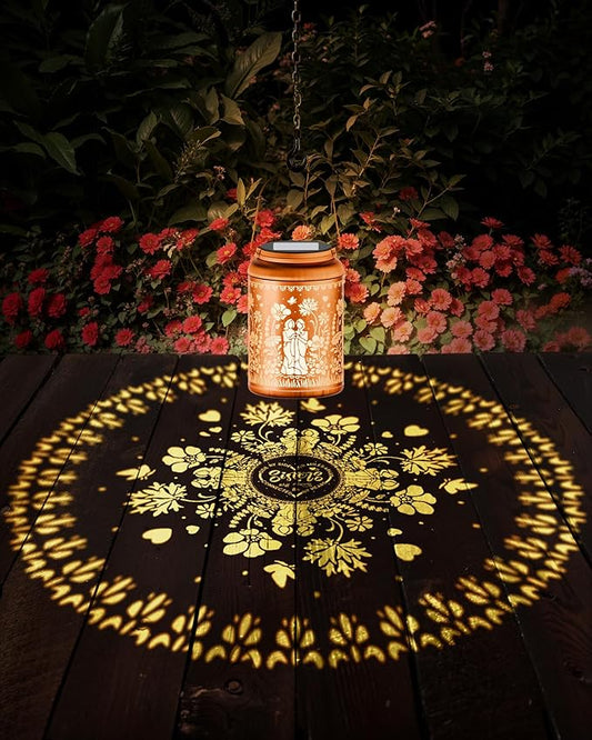 Solar Lanterns Outdoor Waterproof Decorative Garden Solar Lights Outdoor,Hanging Hollow Out Metal Ornaments Decor for Outside Lawn,Patio,Balcony,Yard Unique Gifts for Women Best Sister 2