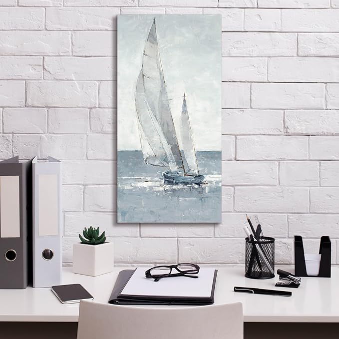 Epic Graffiti "Grey Seas I by Ethan Harper, Canvas Wall Art, 12"x24"