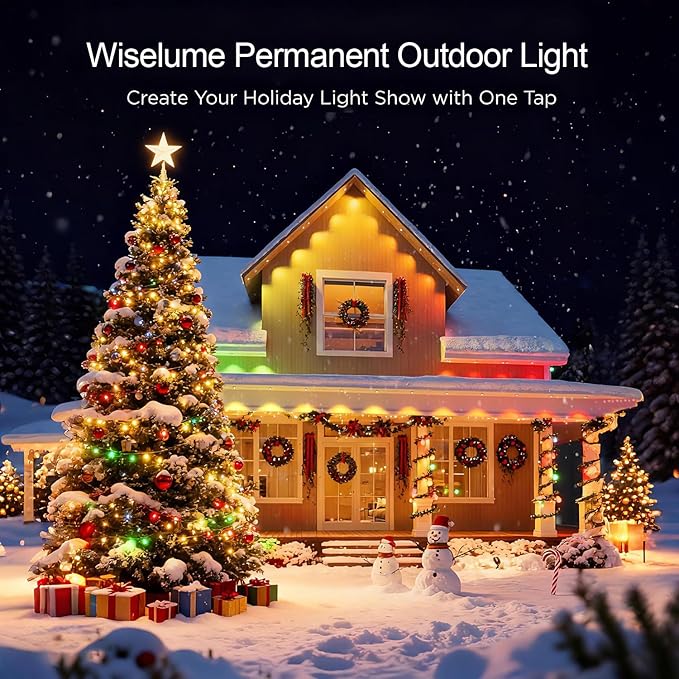 50FT Permanent Outdoor Light with 36 LED Lights, Smart RGB Color-Changing Eaves Lights, Waterproof Exterior Lights for House Trim, App Control, Perfect for Christmas,Holidays,Daily Lighting