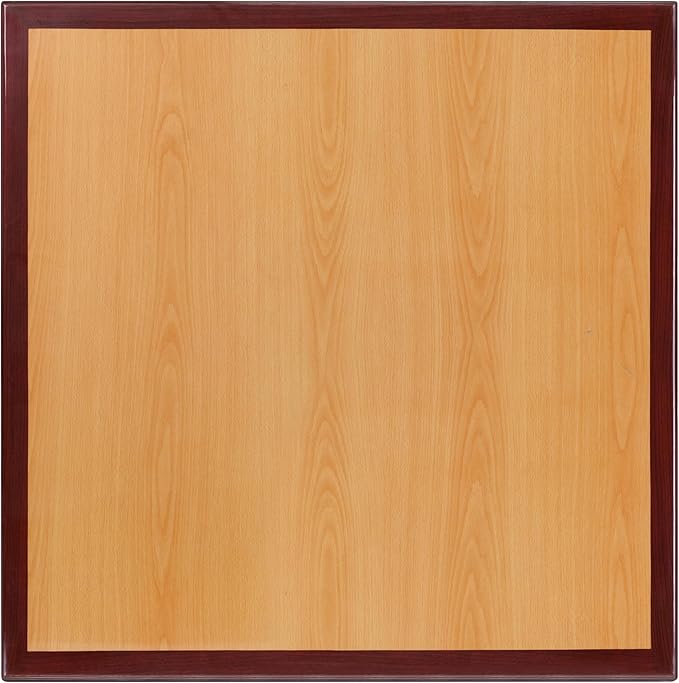 Flash Furniture Glenbrook 24'' Square 2-Tone High-Gloss Cherry / Mahogany Resin Table Top with 2'' Thick Drop-Lip