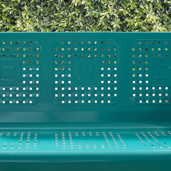 Crosley Furniture Bates Retro Metal Outdoor Sofa Glider, 3-Person Rocking Patio Bench for Porch, Deck, Turquoise Gloss