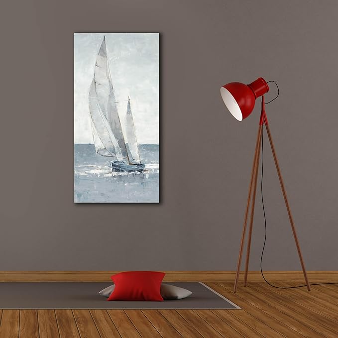 Epic Graffiti "Grey Seas I by Ethan Harper, Canvas Wall Art, 20"x40"