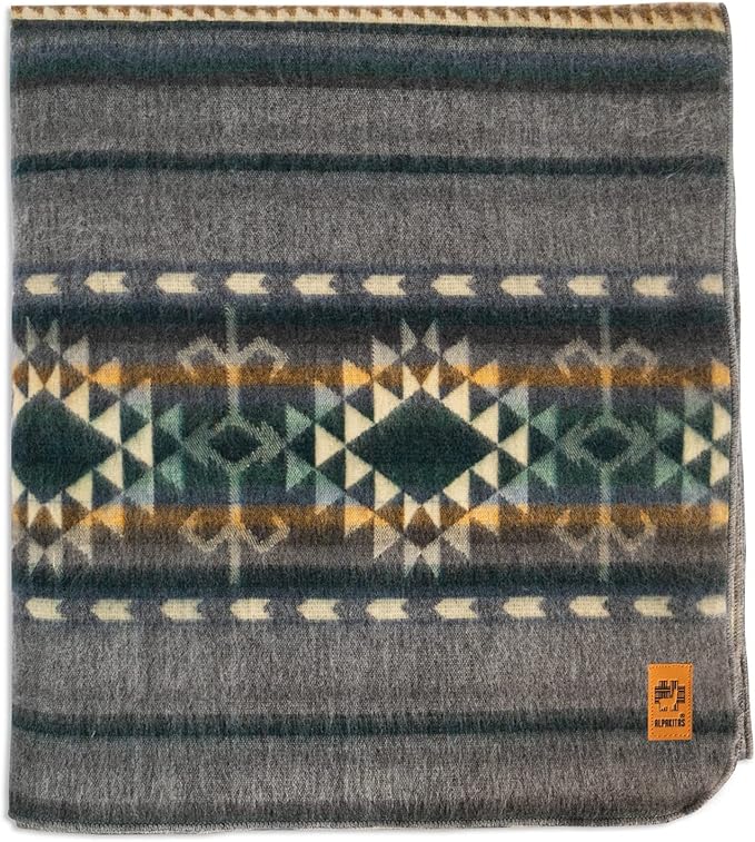 Alpaca Wool Blanket | King Size Throw Blanket | 90 x 75 inches | Soft, Hypoallergenic and Breathable | Lightweight Warm Blanket | Bed, Couch, Outdoor or Picnic (Dark Gray)
