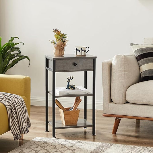 VECELO Modern Nightstand Set 2,27.6 Inch Tall Bedside Table with Drawer and Storage Shelf,Solid Wood Night Stand Bedroom Furniture for Living Room, Bedroom, Entryway